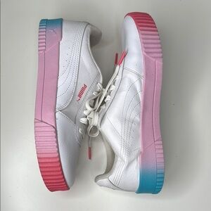 Puma Gradient Sneakers in White, Pink, and Blue